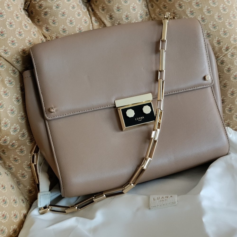 Luana Italy Cross Body Chain Leather Mini Purse (w/ Dustbag)